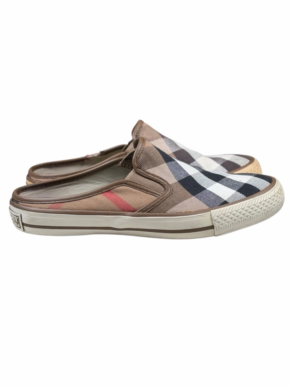 Burberry Brown Nova Check Flat Mules Size 37 US 7
